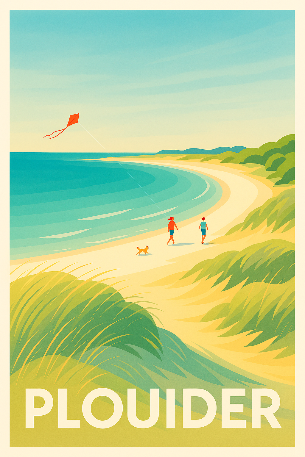 Finistère France Pas de Cadre / 20 × 30cm Affiche de Plouider - Évasion estivale au bord de la mer