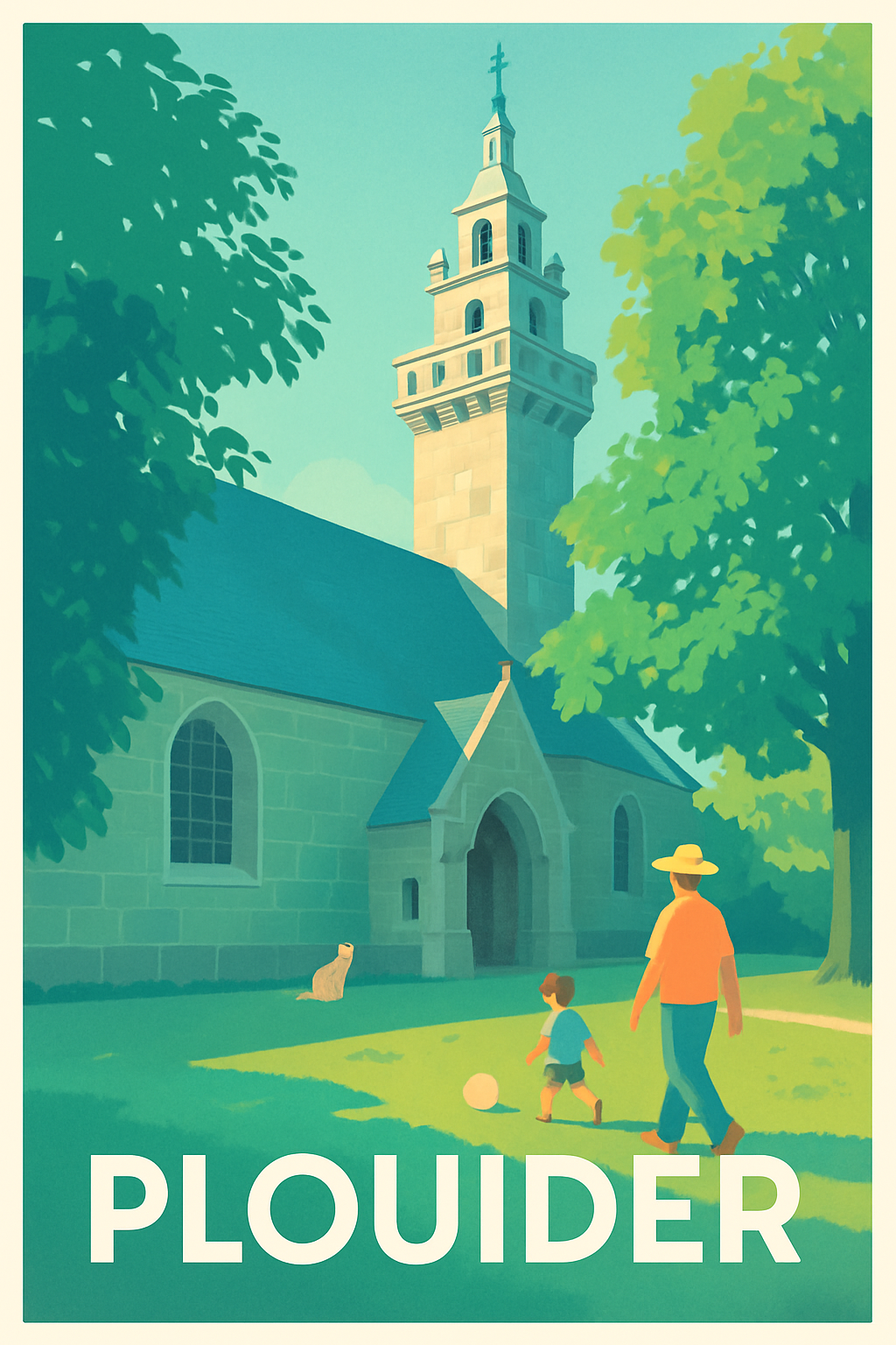 Finistère France Pas de Cadre / 20 × 30cm Affiche de Plouider - Tranquillité et charme breton