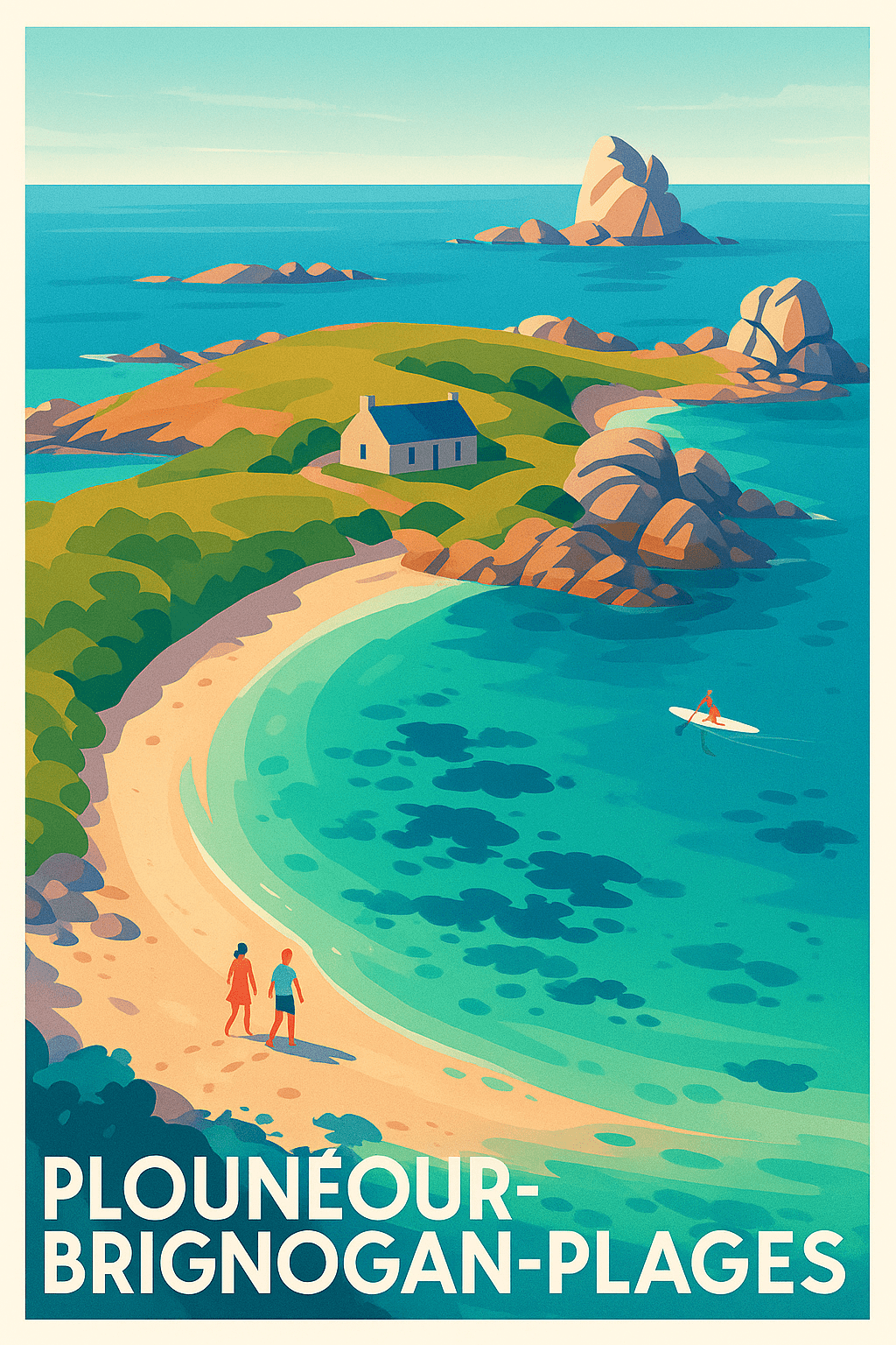 Finistère France Pas de Cadre / 20 × 30cm Affiche de Plounéour-Brignogan-Plages - Évasion et Sérénité Côtières
