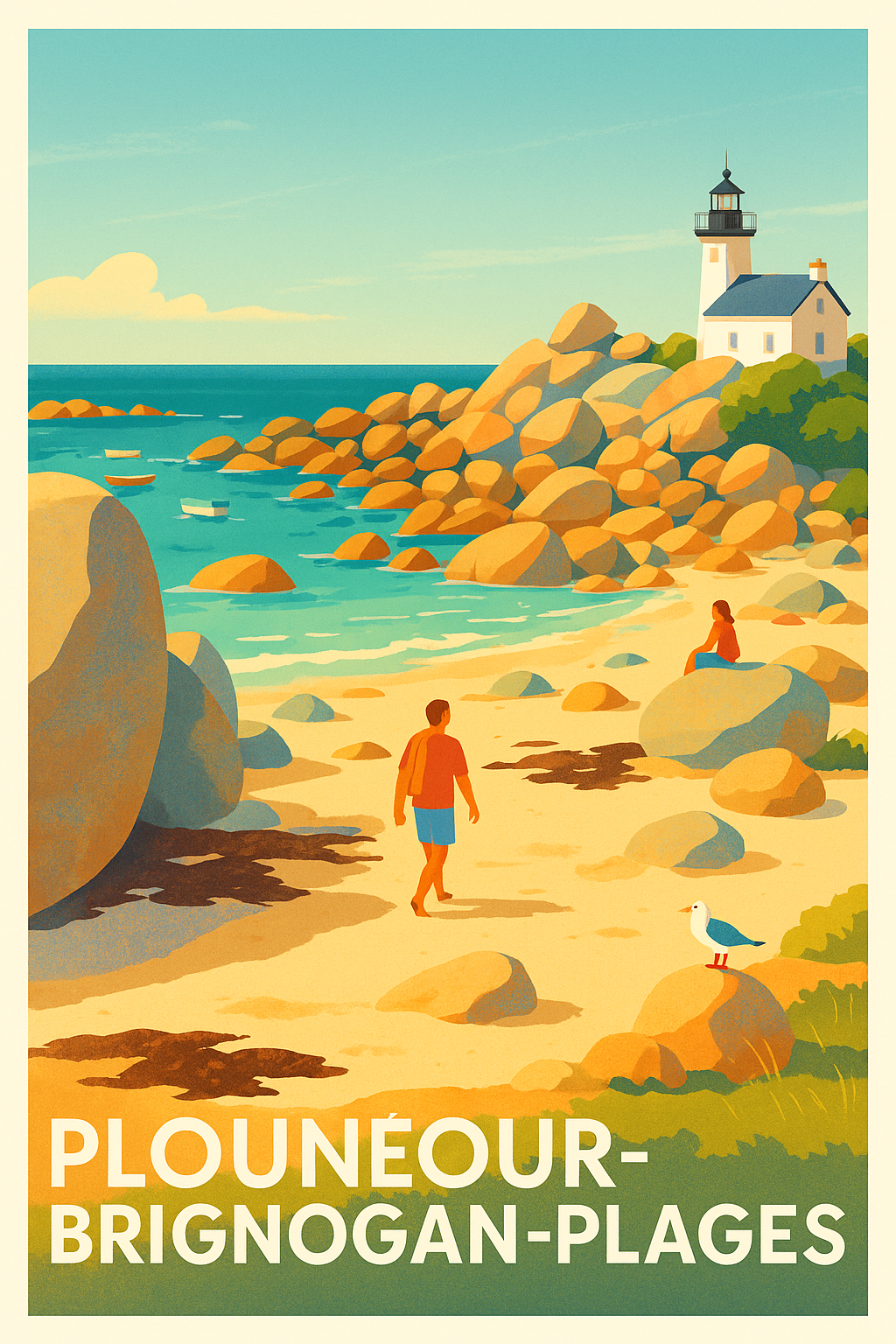 Finistère France Pas de Cadre / 20 × 30cm Affiche de Plounéour-Brignogan-Plages - Un coin de paradis breton