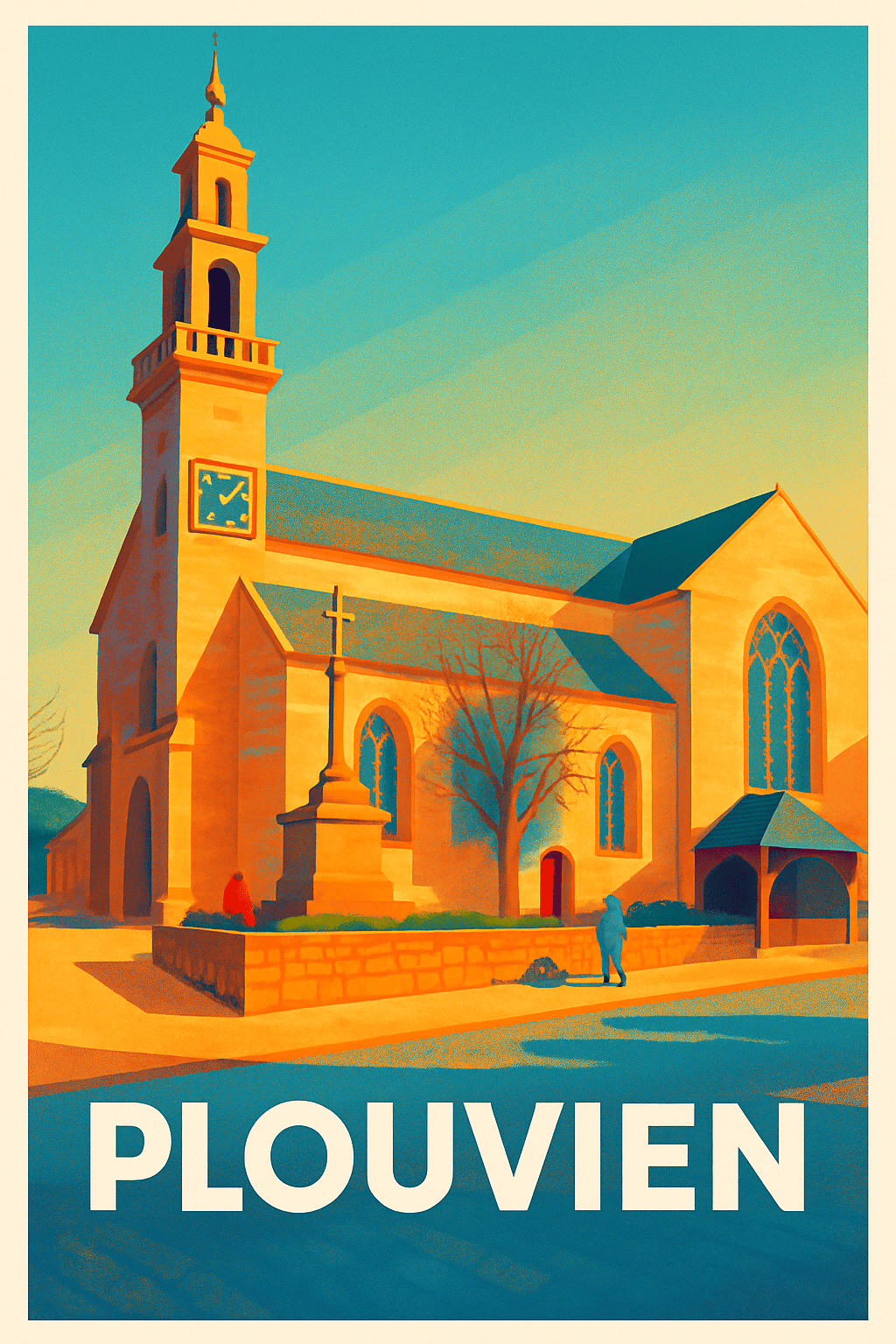 Affiche Plouvien — Éclat chaleureux de la chapelle locale · poster d'art de Plouvien
