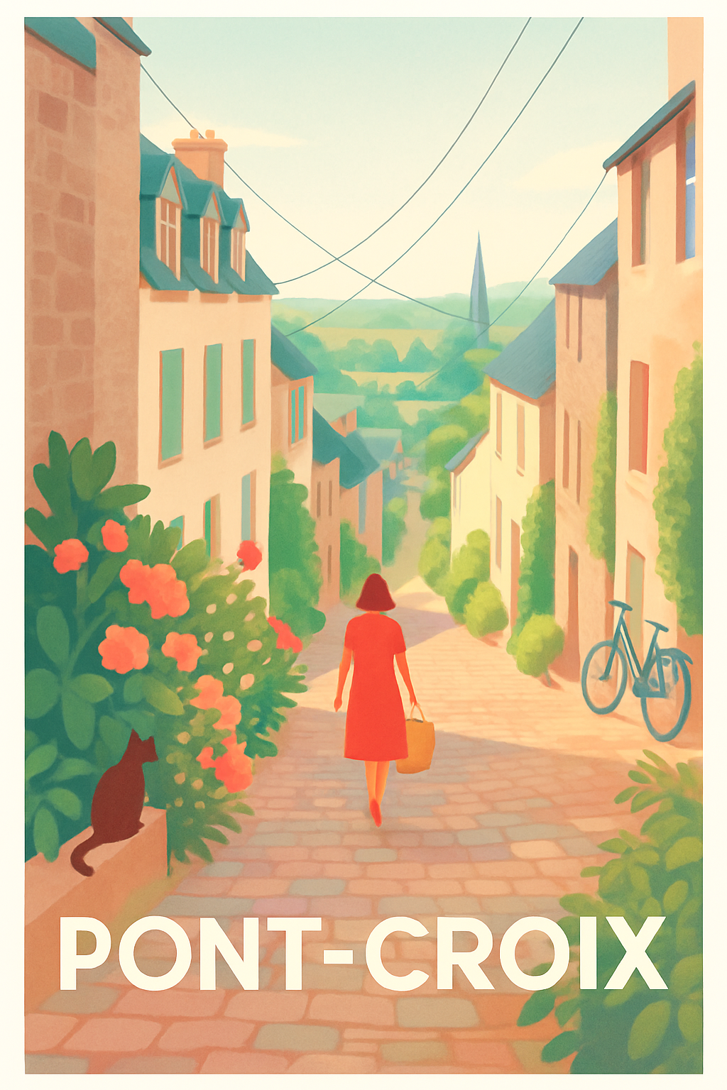 Affiche Pont-Croix — Charme paisible d'une ruelle bretonne · poster d'art de Pont-Croix