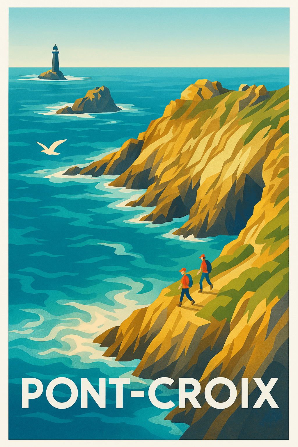 Finistère France Pas de Cadre / 20 × 30cm Affiche de Pont-Croix - Évasion au bord des falaises bretonnes