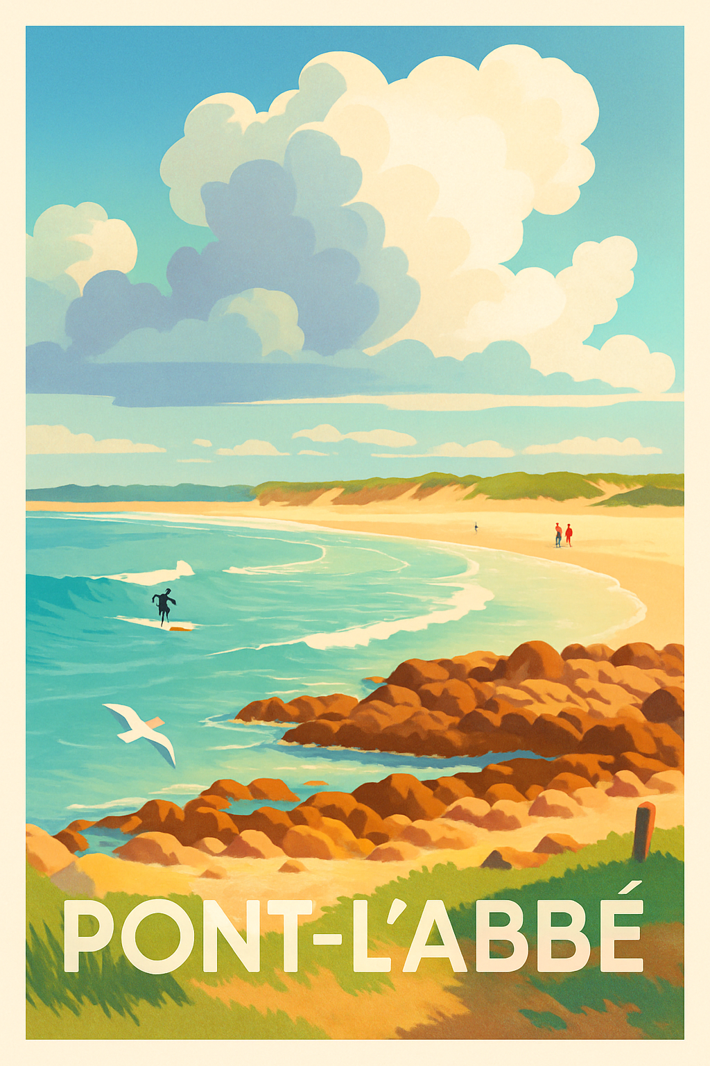 Affiche Pont-l'Abbé — Évasion bretonne au bord de l'océan · poster d'art de Pont-l'Abbé
