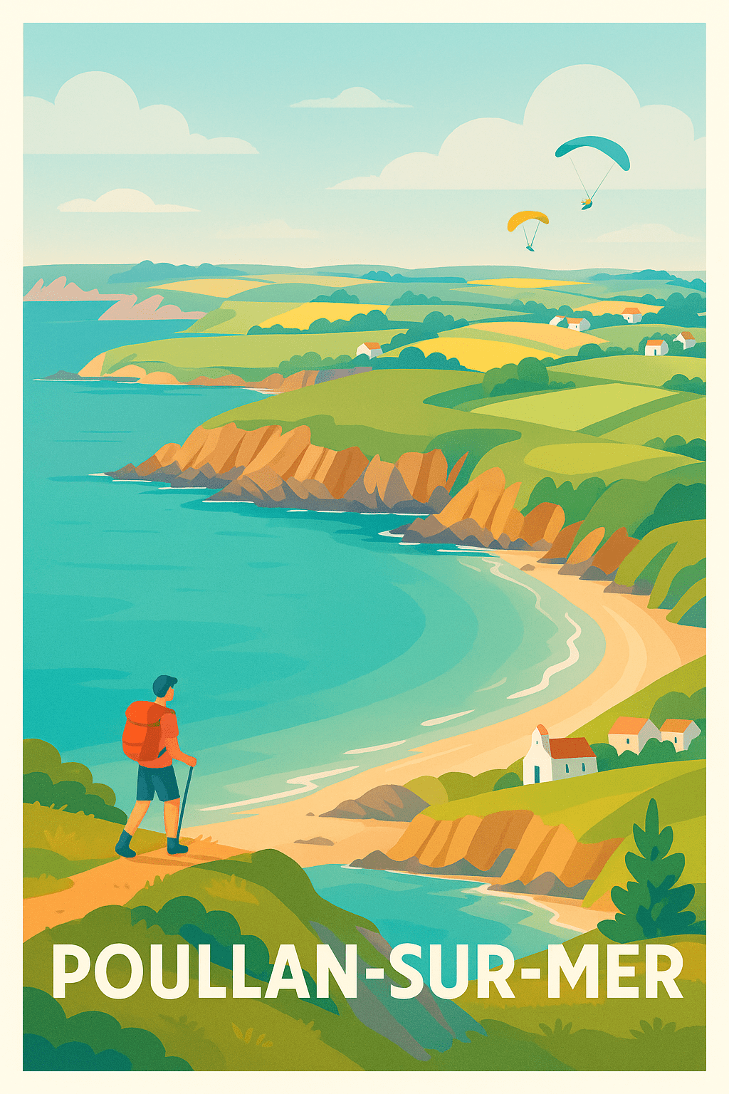 Finistère France Pas de Cadre / 20 × 30cm Affiche de Poullan-sur-Mer - Évasion et nature en bord de mer
