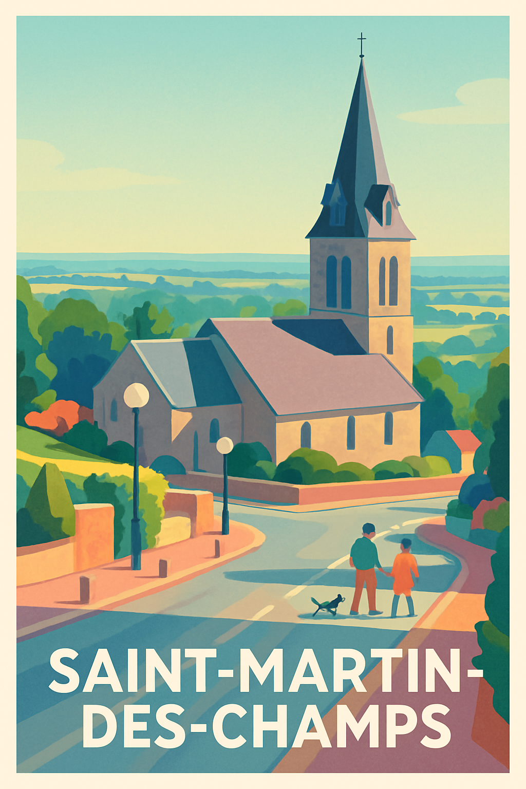 Finistère France Pas de Cadre / 20 × 30cm Affiche de Saint-Martin-des-Champs - Charme champêtre et sérénité