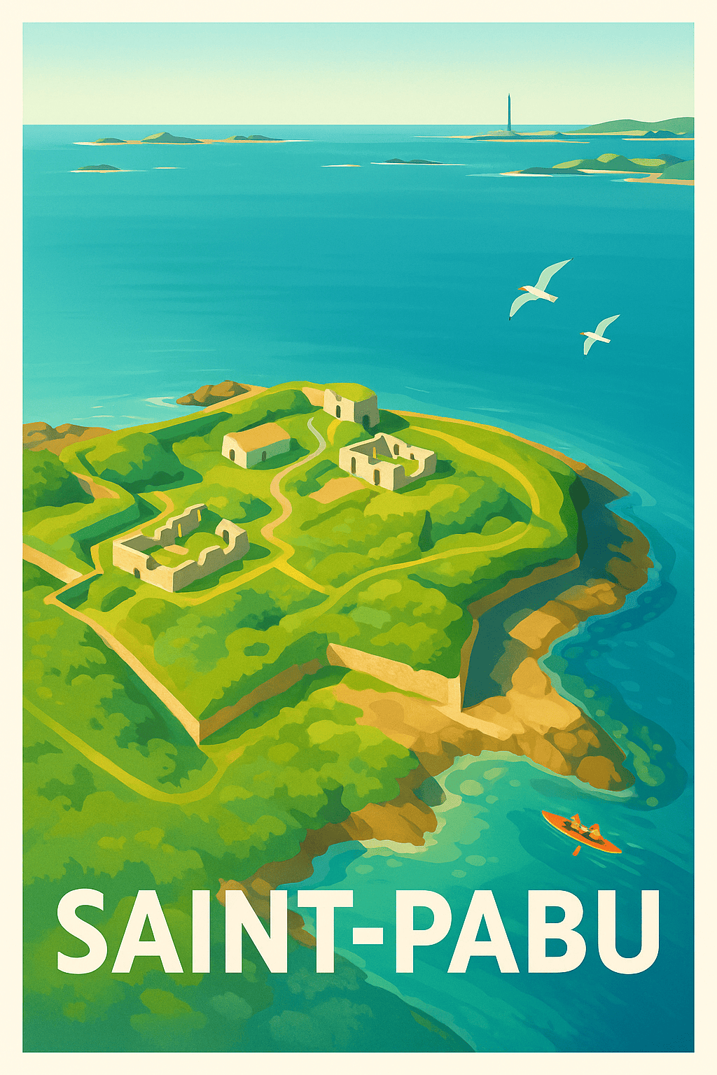 Finistère France Pas de Cadre / 20 × 30cm Affiche de Saint-Pabu - Escapade insulaire et nature préservée