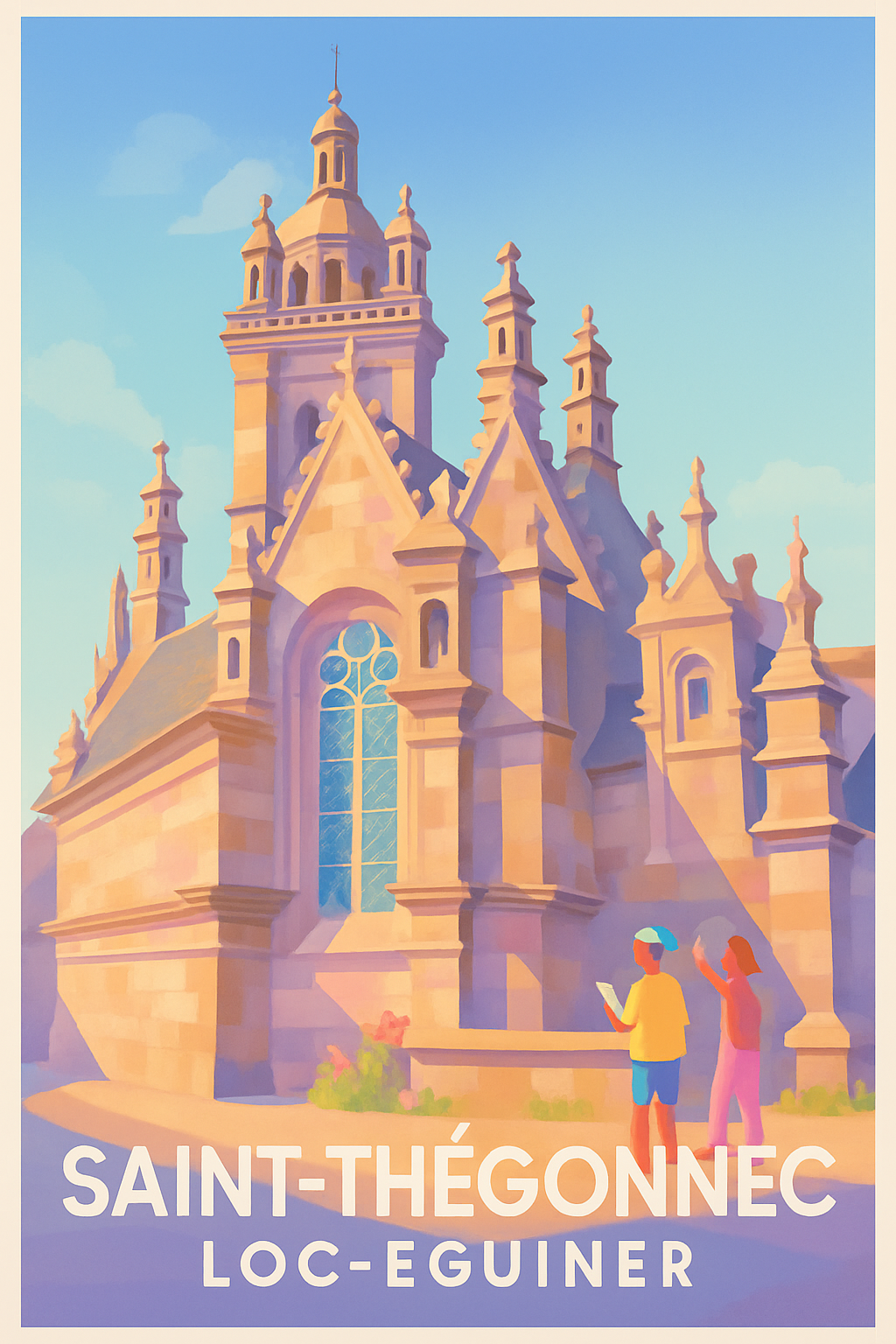 Finistère France Pas de Cadre / 20 × 30cm Affiche de Saint-Thégonnec - Charme historique en Finistère