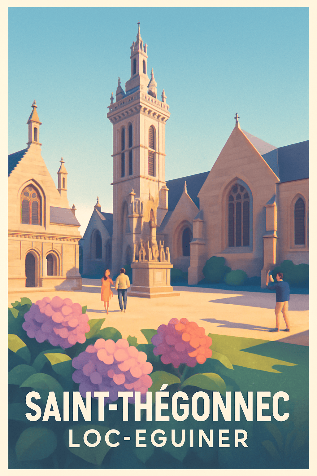 Finistère France Pas de Cadre / 20 × 30cm Affiche de Saint-Thégonnec Loc-Eguiner - Charme historique et floral