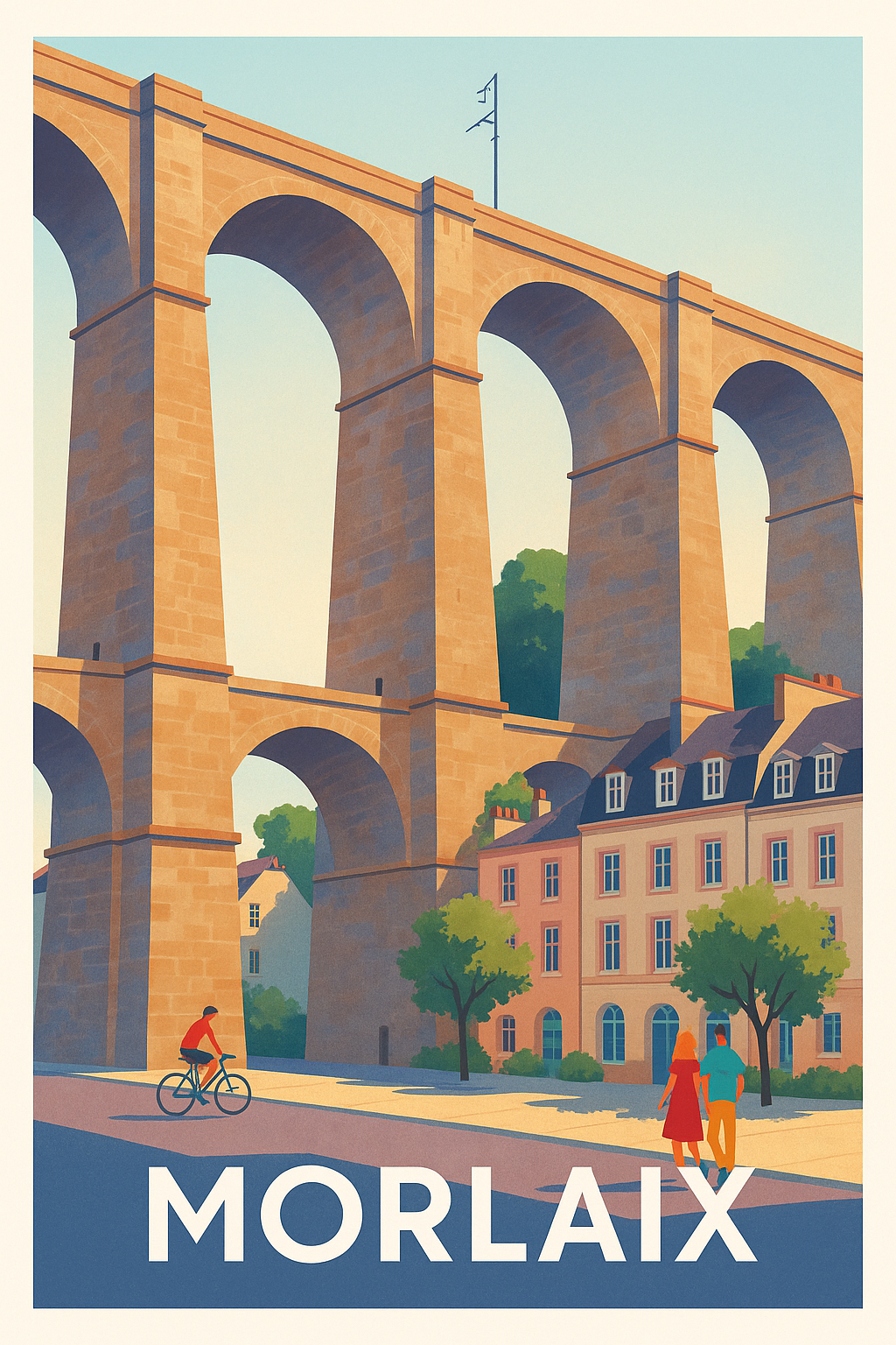Finistère France Pas de Cadre / 20 × 30cm Affiche Morlaix - Le charme majestueux du viaduc breton