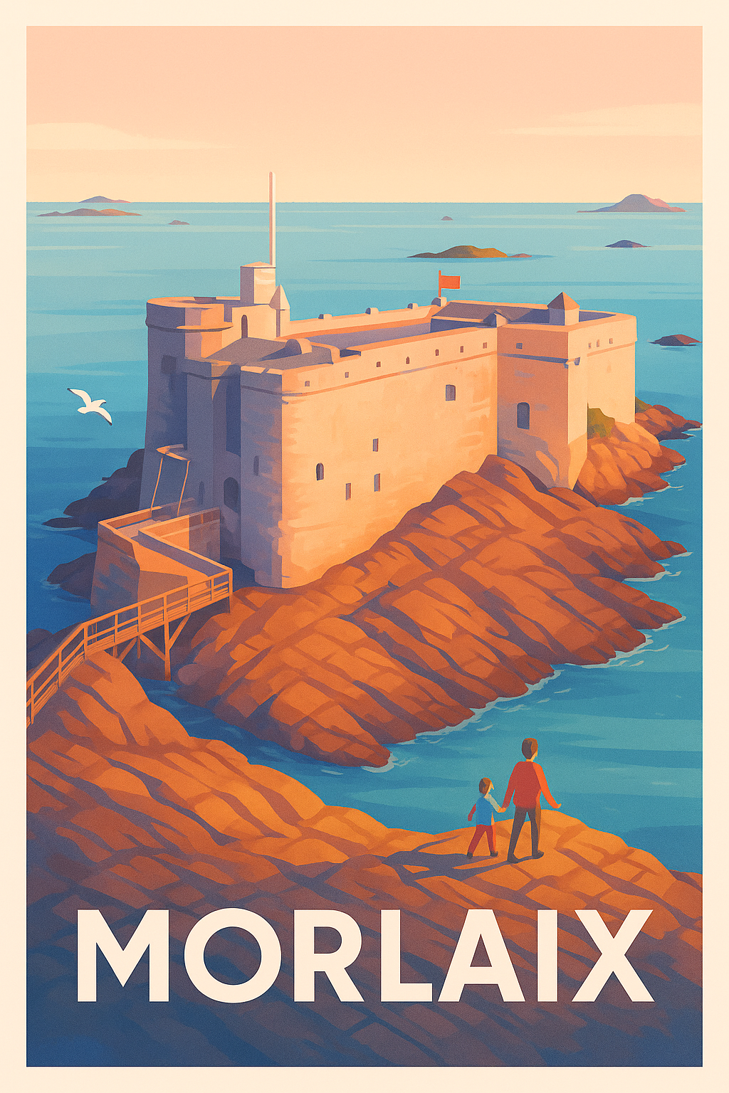 Finistère France Pas de Cadre / 20 × 30cm Affiche Morlaix - Un havre historique au bord de la mer