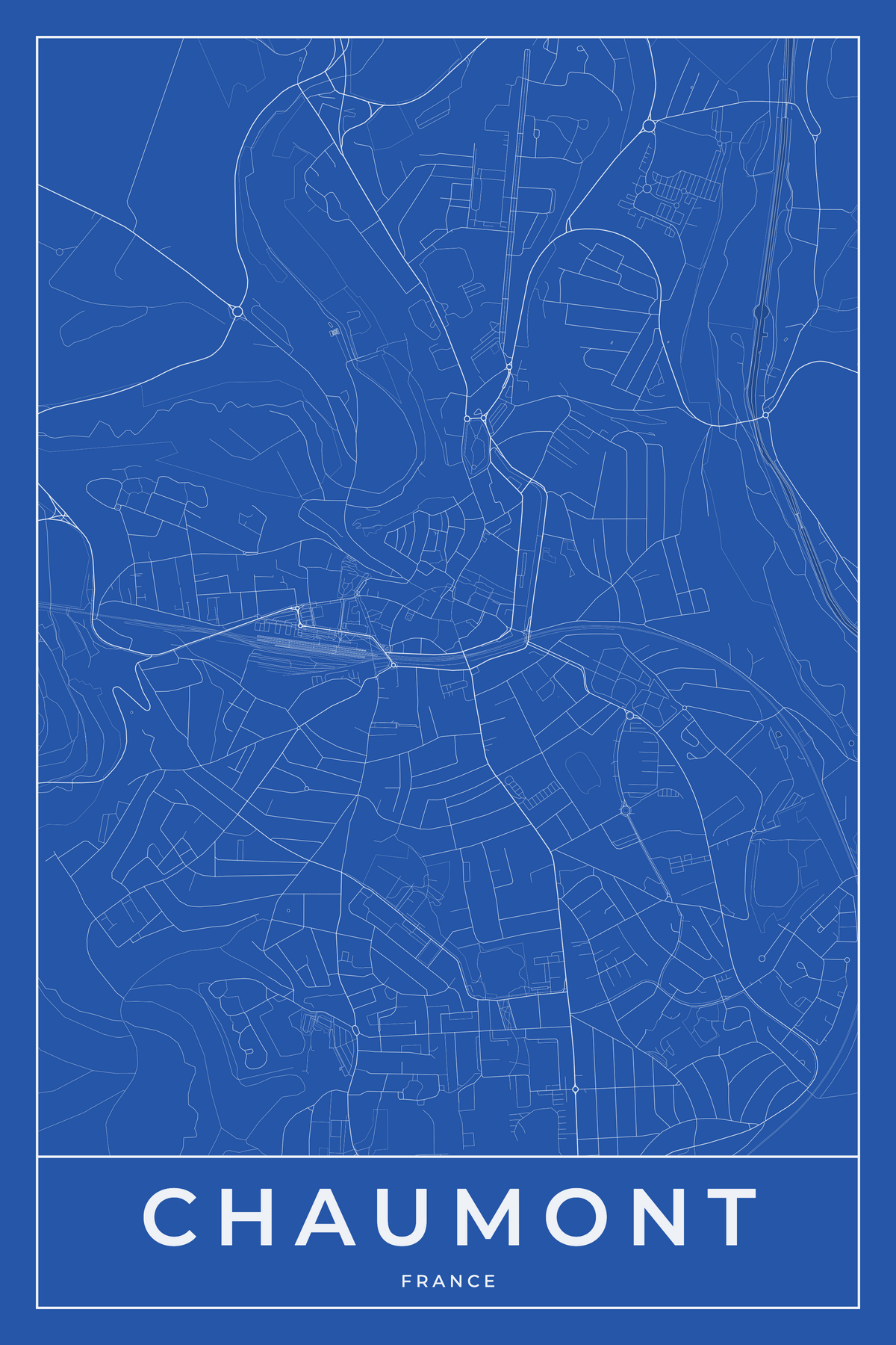 Carte de Chaumont bleue - Affiche personnalisée