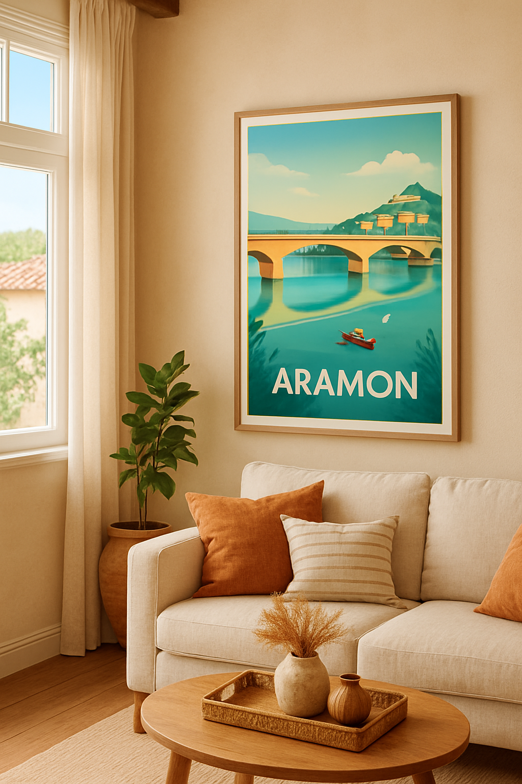 Affiche Aramon — Sérénité au fil de l'eau · poster d'art de Aramon