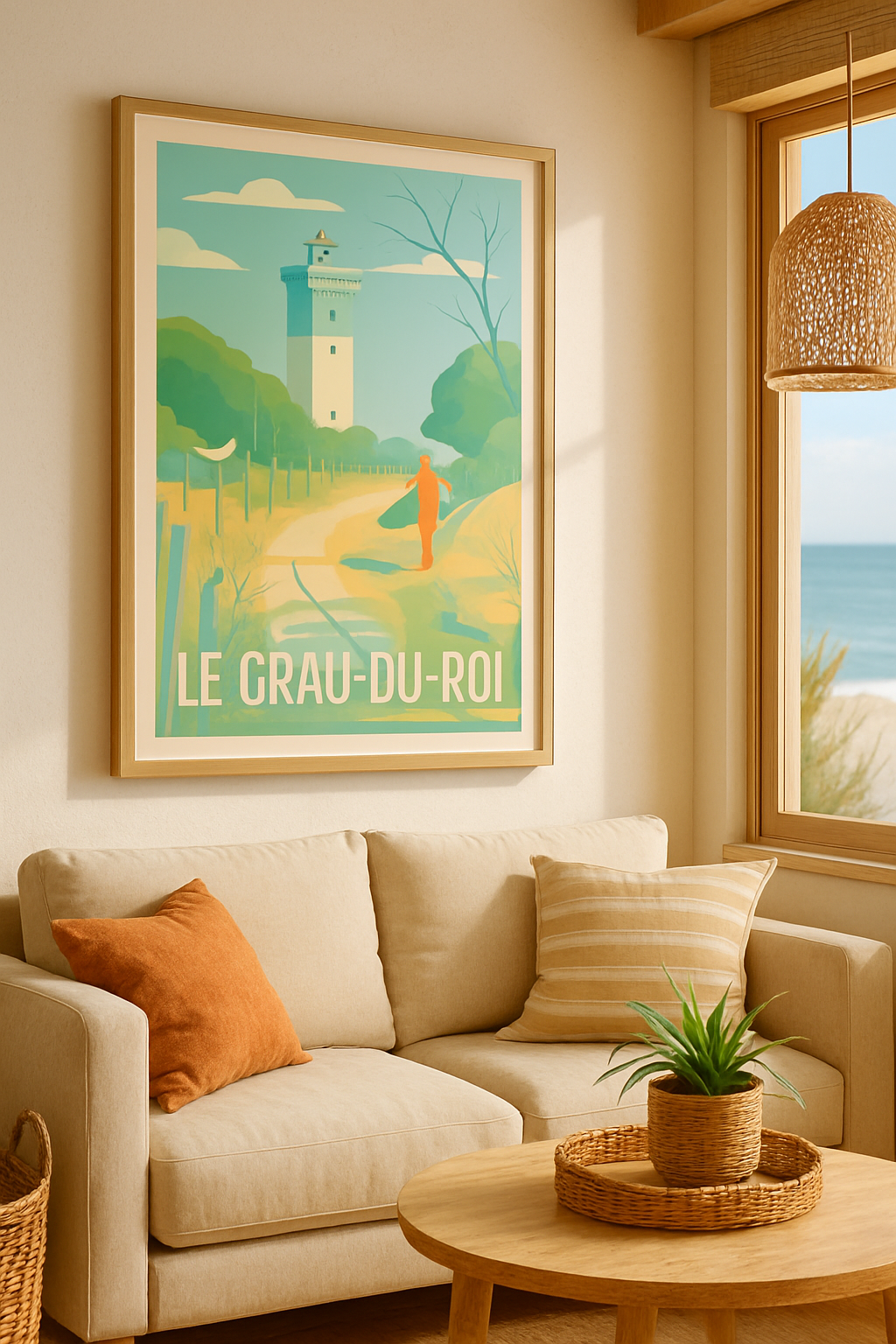 Affiche Le Grau-du-Roi — Escapade balnéaire et nature préservée · poster d'art de Le Grau-du-Roi