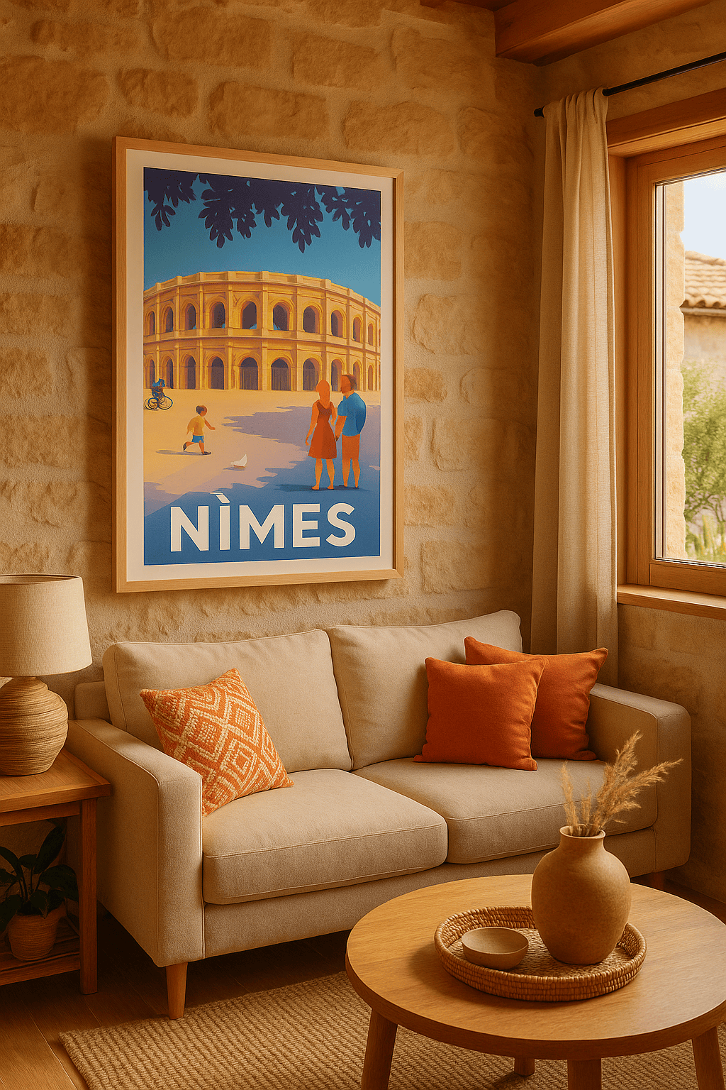 Gard France Affiche de Nîmes - Les arènes baignées de lumière