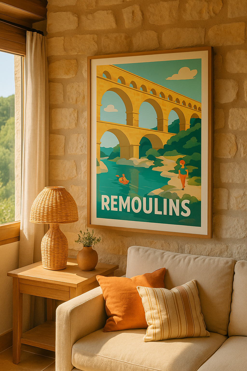 Affiche Remoulins — Évasion naturelle et patrimoine historique · poster d'art de Remoulins