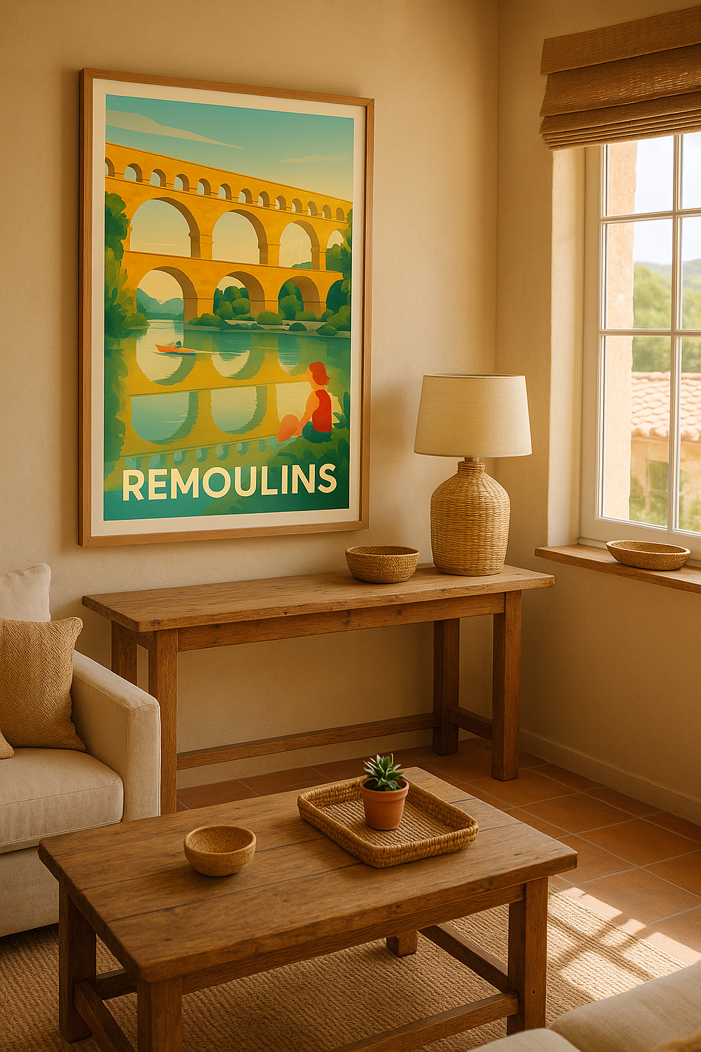 Affiche Remoulins — Sérénité au Pont du Gard · poster d'art de Remoulins