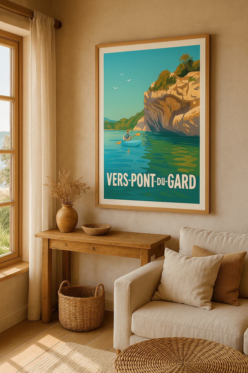 Affiche Vers-Pont-du-Gard — Évasion nature en kayak · poster d'art de Vers-Pont-du-Gard