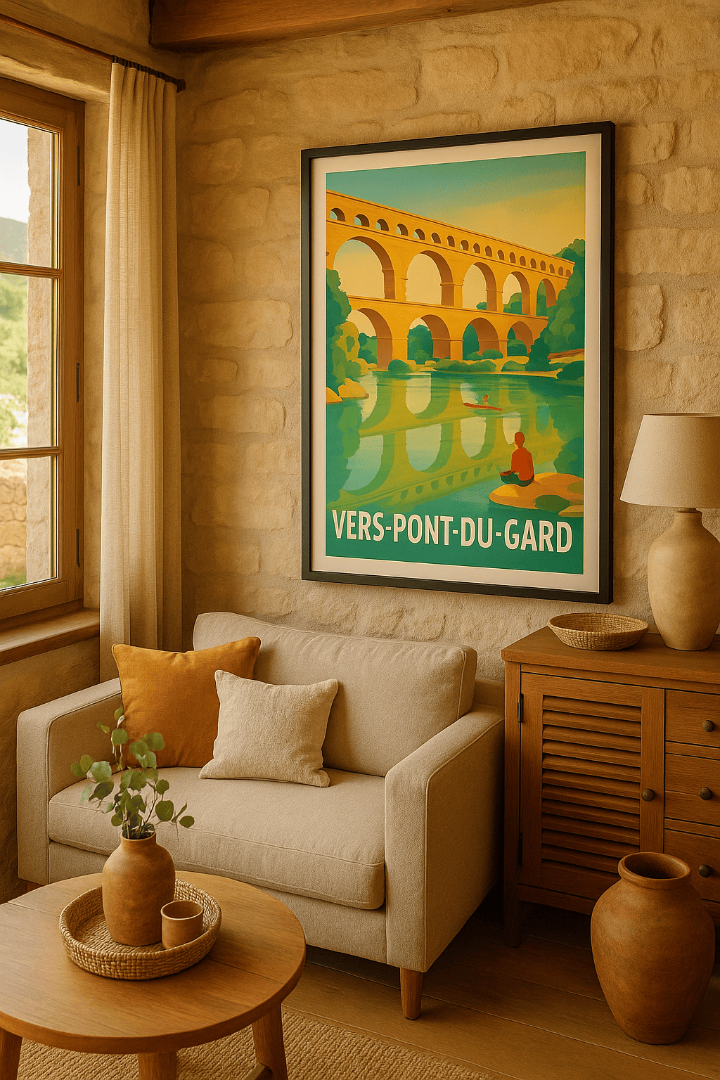 Affiche Vers-Pont-du-Gard — L'élégance romaine sous le soleil du Sud · poster d'art de Vers-Pont-du-Gard