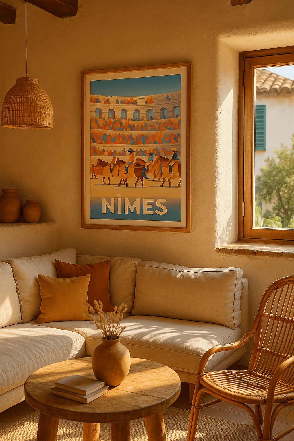 Affiche Nîmes — L'élégance des arènes en fête · poster d'art de Nîmes