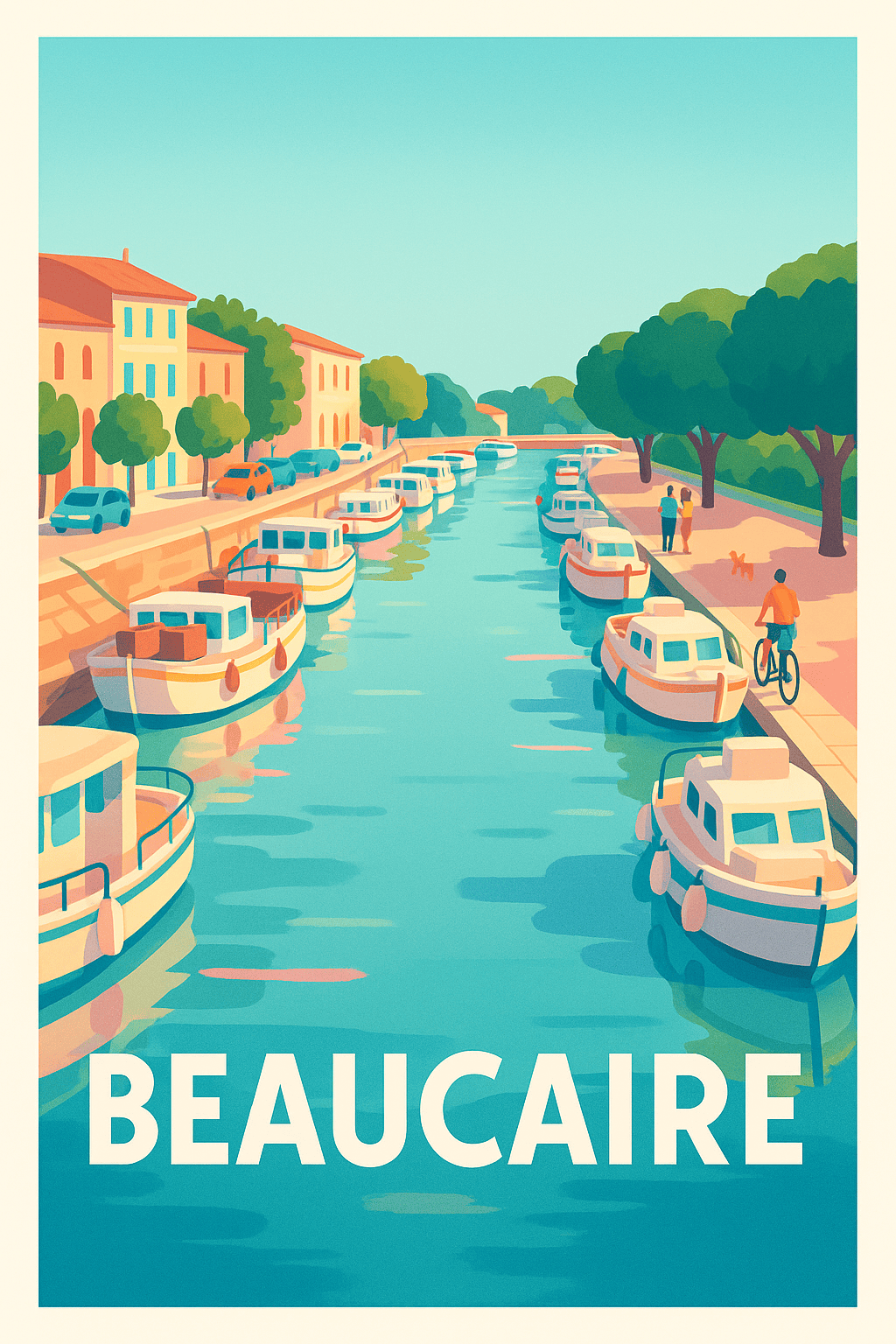 Gard France Pas de Cadre / 20 × 30cm Affiche Beaucaire - Charme et sérénité au fil de l'eau