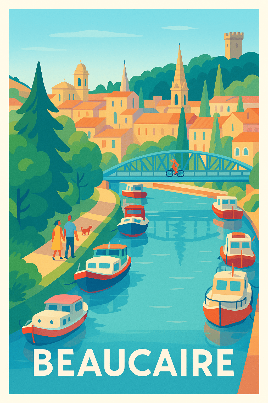 Gard France Pas de Cadre / 20 × 30cm Affiche Beaucaire - Charme paisible au fil du Rhône