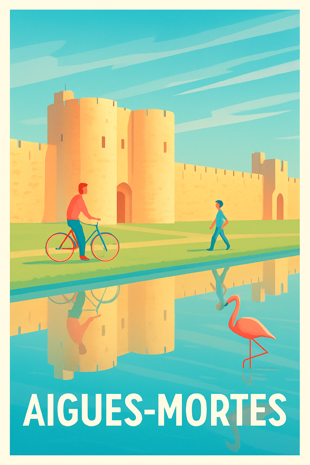 Gard France Pas de Cadre / 20 × 30cm Affiche de Aigues-Mortes - Charme historique et nature paisible
