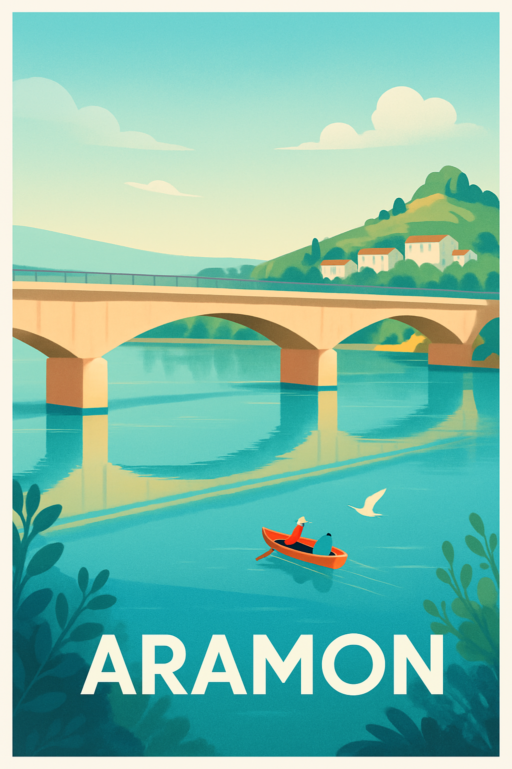Affiche Aramon — Sérénité au fil de l'eau · poster d'art de Aramon