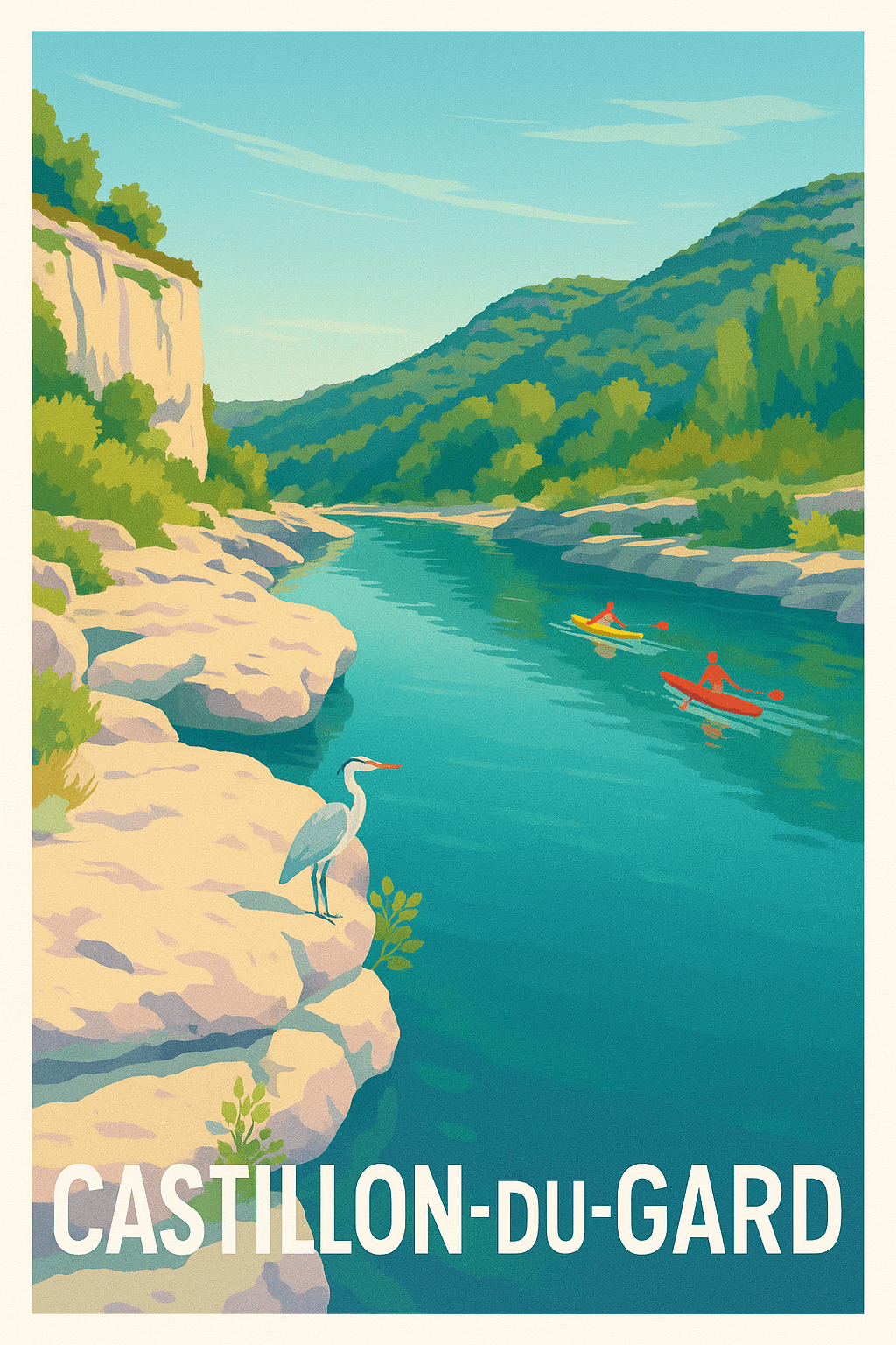 Gard France Pas de Cadre / 20 × 30cm Affiche de Castillon-du-Gard - Nature et Aventure en Provence