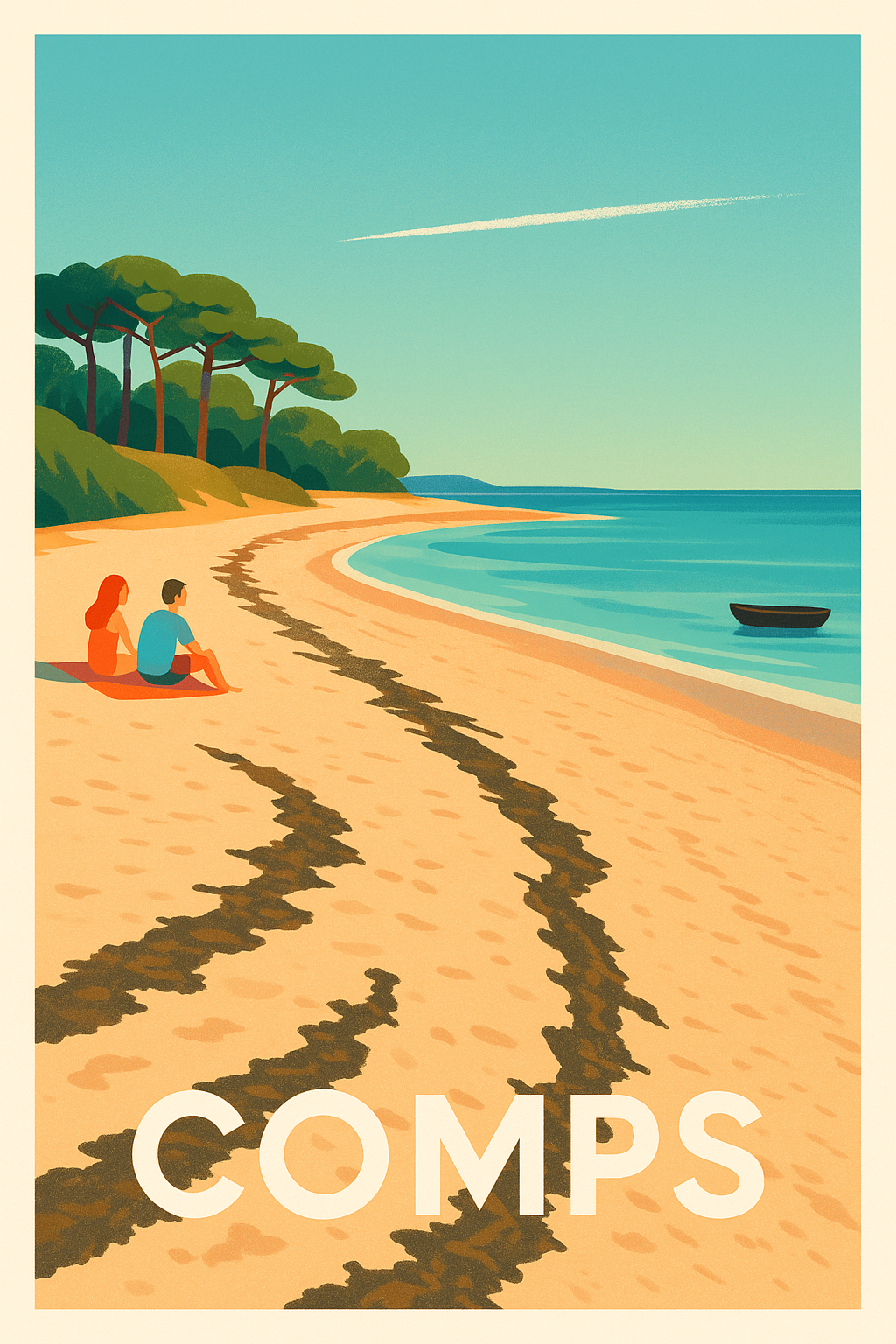 Gard France Pas de Cadre / 20 × 30cm Affiche de Comps - Échappée paisible au bord de la mer