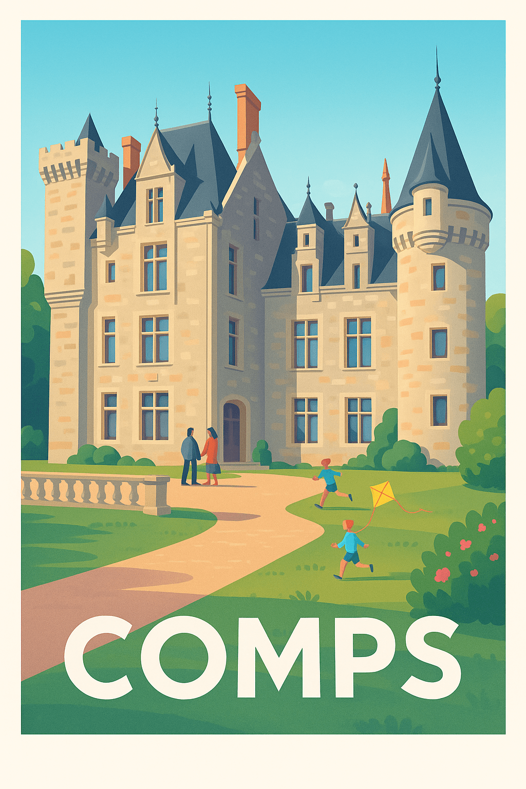 Gard France Pas de Cadre / 20 × 30cm Affiche de Comps - Élégance et charme du château