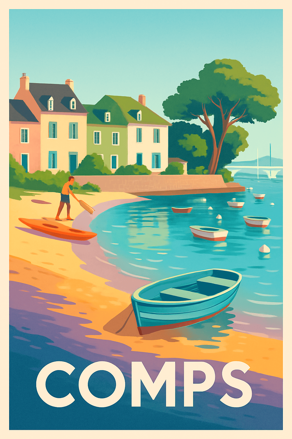 Affiche Comps — Escapade en bord de l'eau paisible · poster d'art de Comps