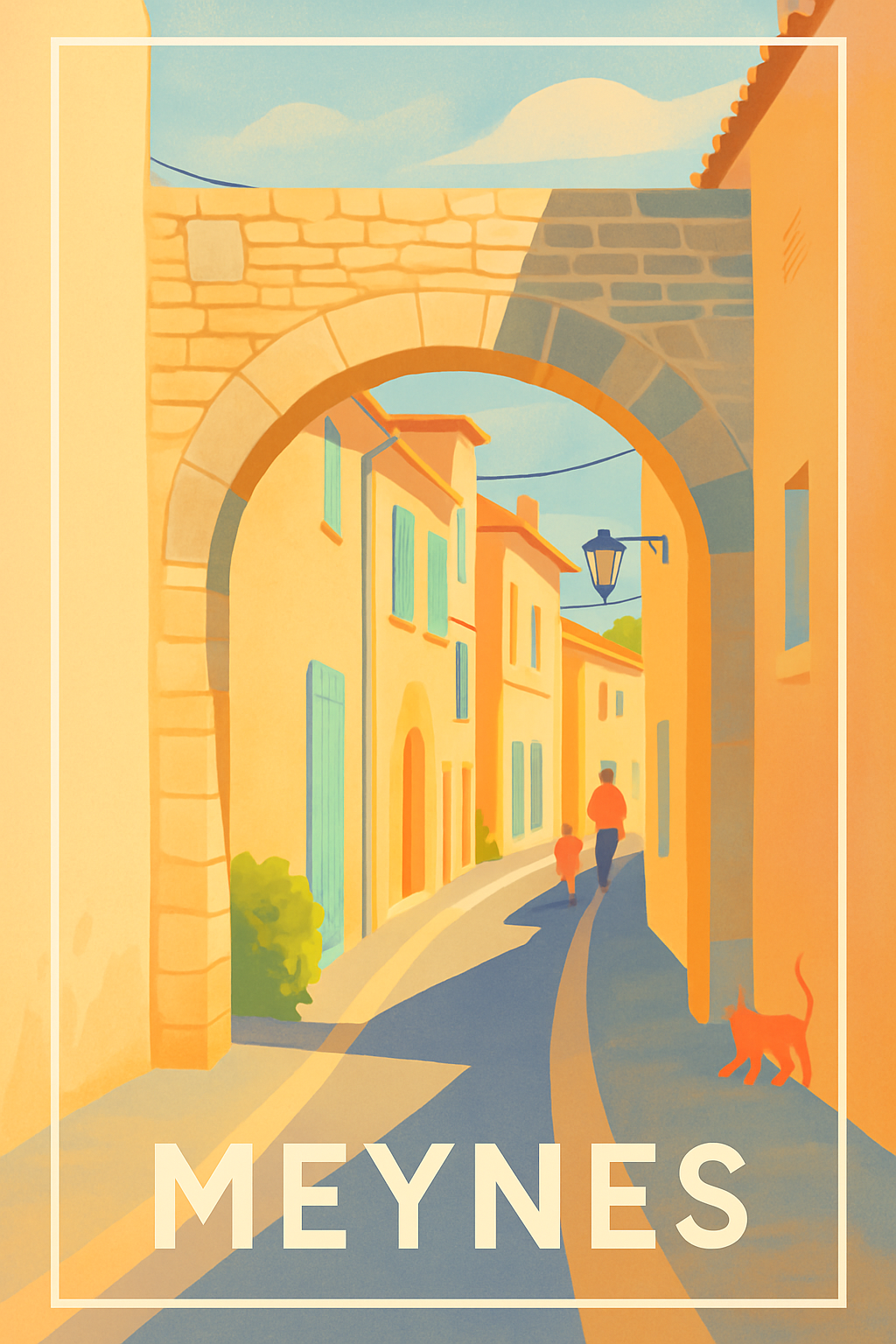 Gard France Pas de Cadre / 20 × 30cm Affiche de Meynes - Charme provençal au coin de la rue