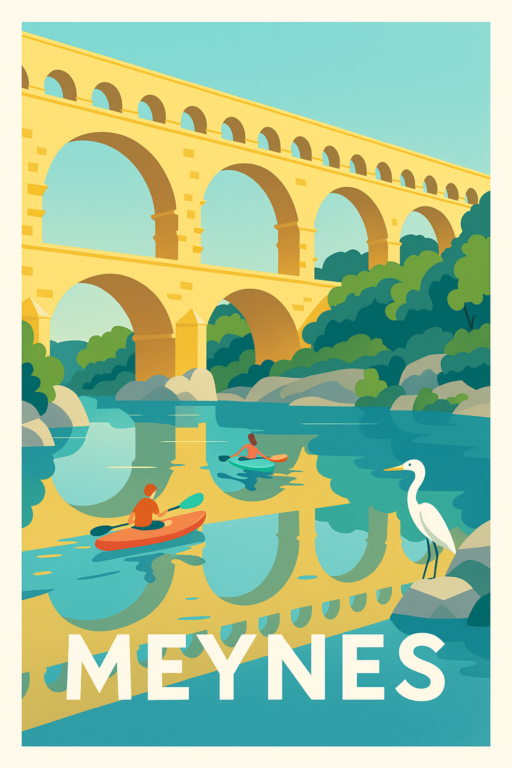 Gard France Pas de Cadre / 20 × 30cm Affiche de Meynes - Sérénité au fil de l'eau