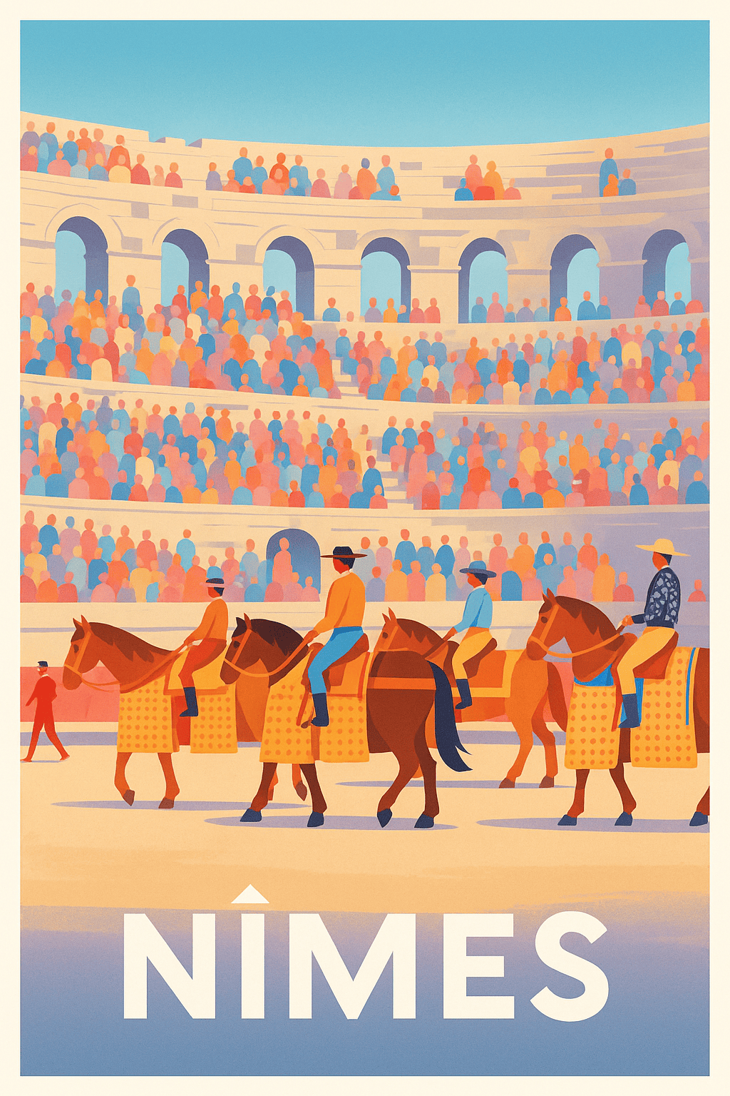 Gard France Pas de Cadre / 20 × 30cm Affiche de Nîmes - L'élégance des arènes en fête