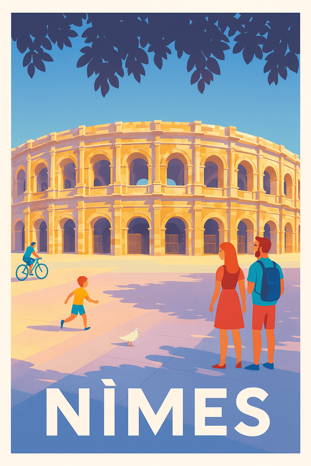 Gard France Pas de Cadre / 20 × 30cm Affiche de Nîmes - Les arènes baignées de lumière