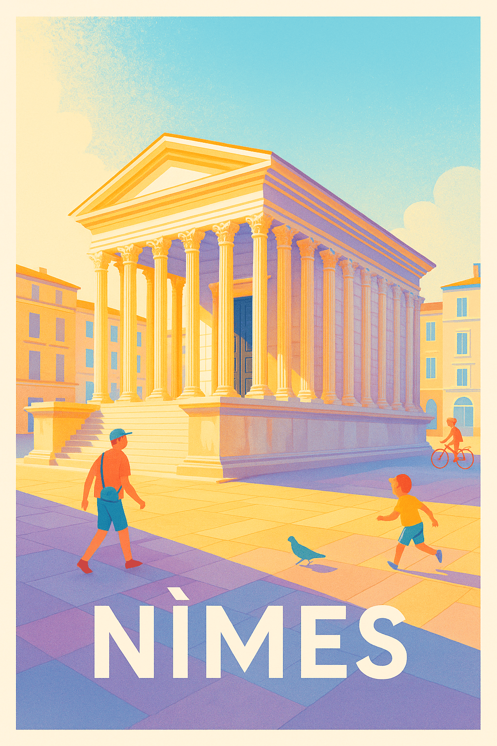 Gard France Pas de Cadre / 20 × 30cm Affiche de Nîmes - Splendeur antique sous le soleil du Sud