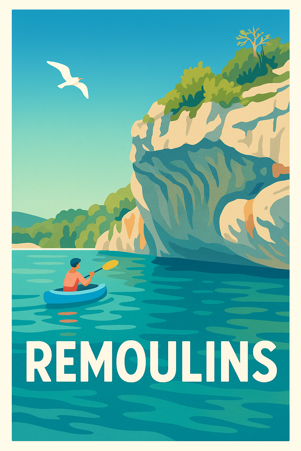 Gard France Pas de Cadre / 20 × 30cm Affiche de Remoulins - Évasion Nature et Aventure en Canoë