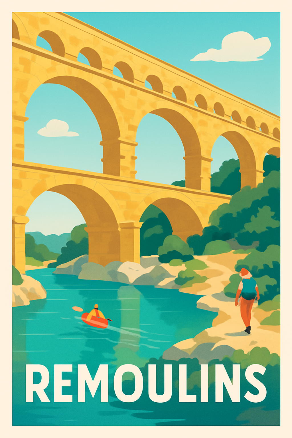 Affiche Remoulins — Évasion naturelle et patrimoine historique · poster d'art de Remoulins