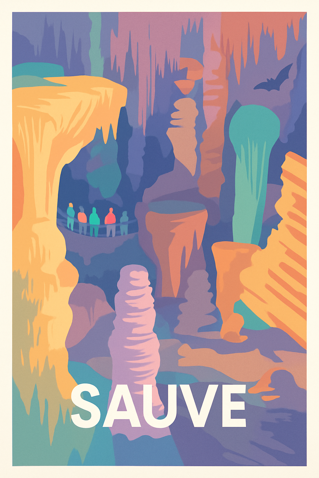 Gard France Pas de Cadre / 20 × 30cm Affiche de Sauve - Exploration mystérieuse au cœur des grottes