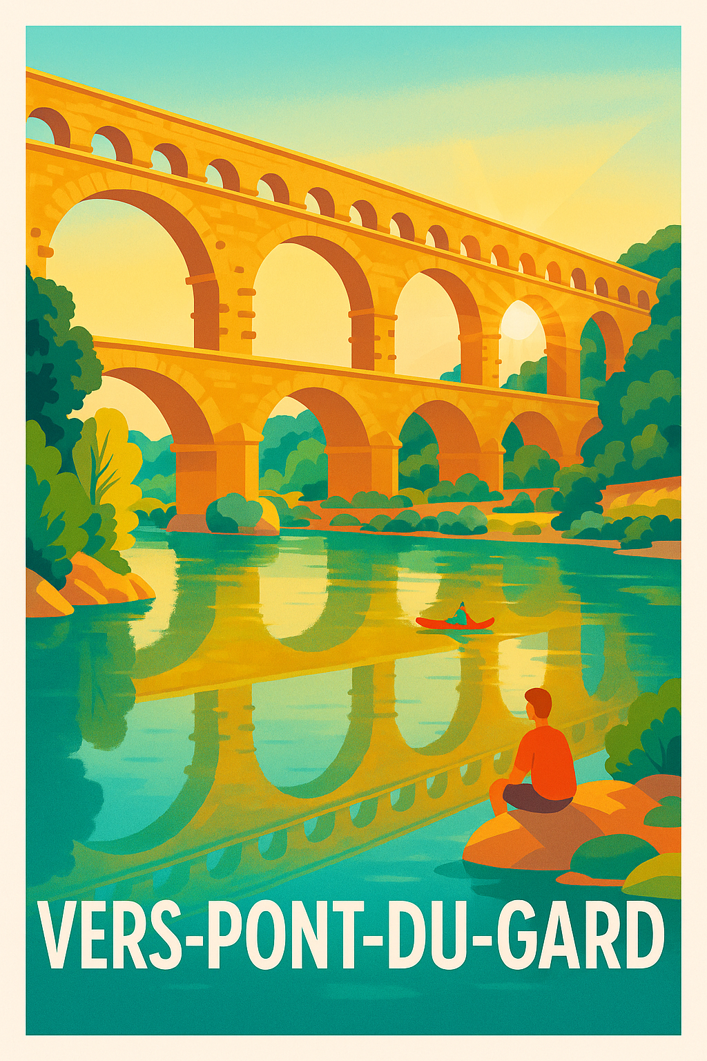 Gard France Pas de Cadre / 20 × 30cm Affiche de Vers-Pont-du-Gard - L'élégance romaine sous le soleil du Sud