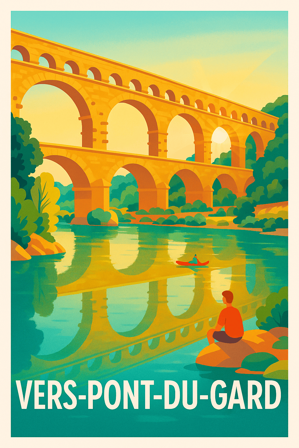 Affiche Vers-Pont-du-Gard — L'élégance romaine sous le soleil du Sud · poster d'art de Vers-Pont-du-Gard