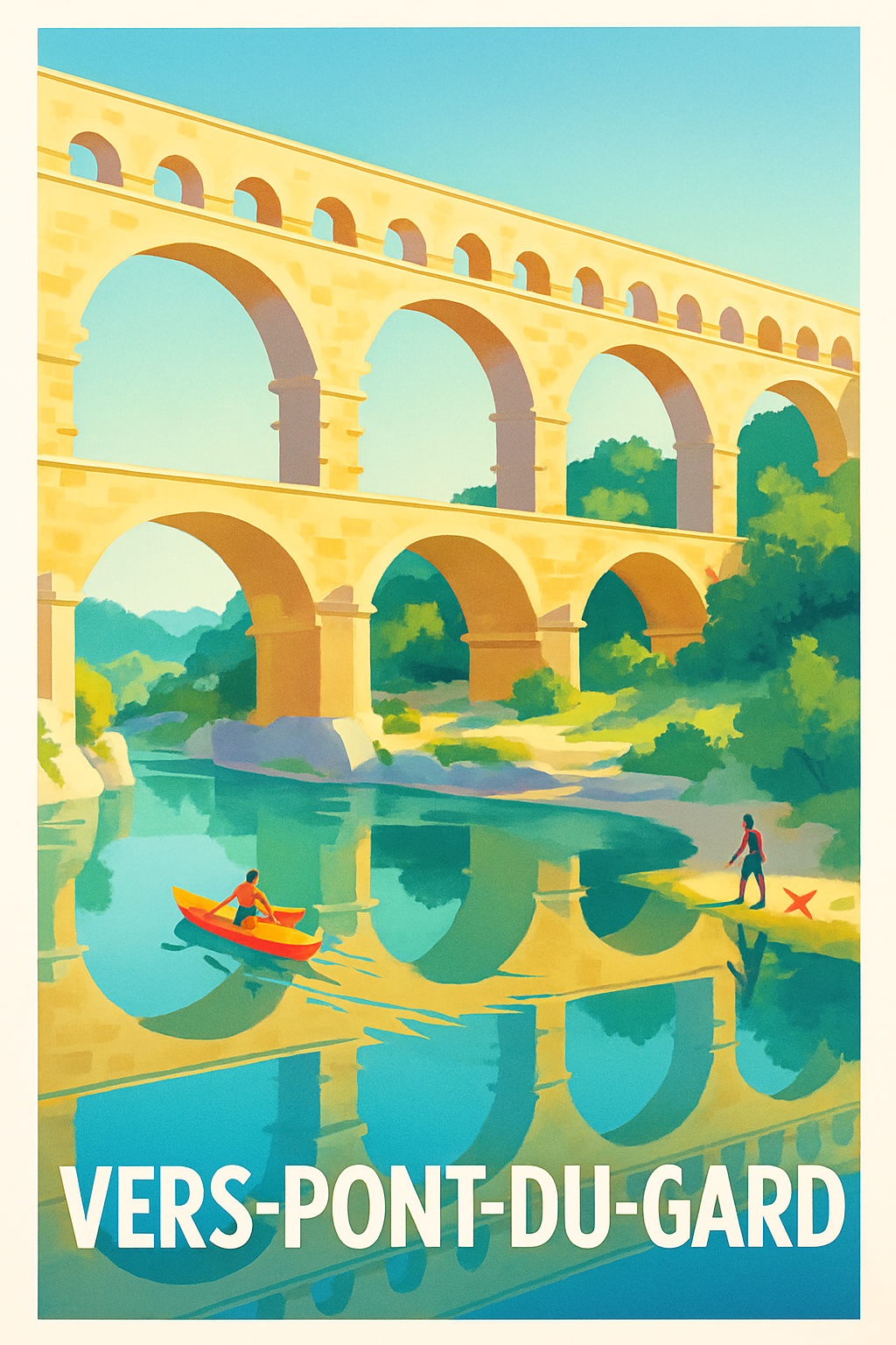 Gard France Pas de Cadre / 20 × 30cm Affiche de Vers-Pont-du-Gard - L'Iconique Aqueduc en Pleine Nature