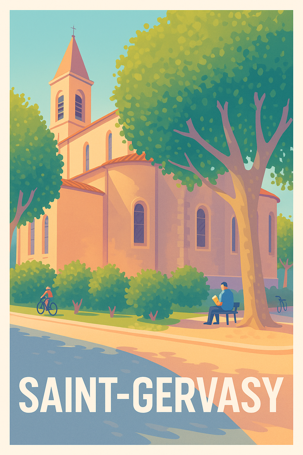 Gard France Pas de Cadre / 20 × 30cm Affiche Saint-Gervasy - Charme paisible au cœur du village