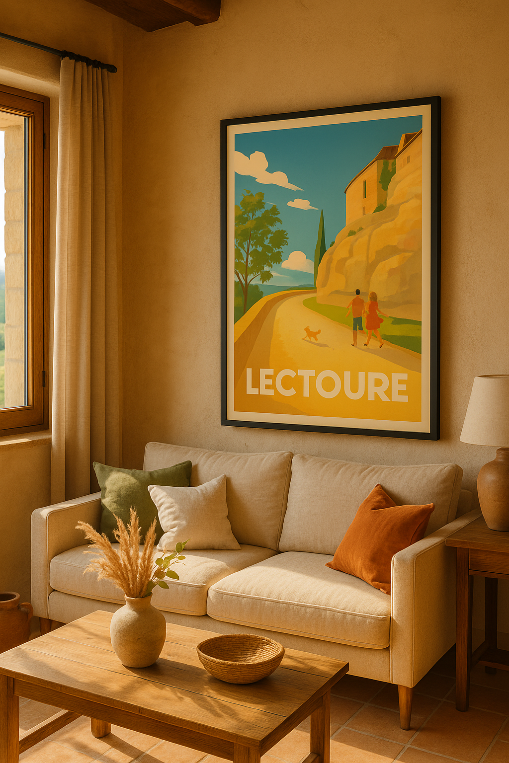 Gers France Affiche de Lectoure - Balade ensoleillée sur les chemins historiques