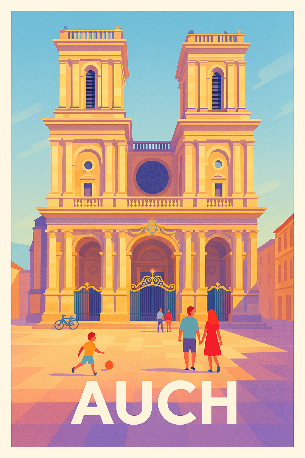 Gers France Pas de Cadre / 20 × 30cm Affiche de Auch - Balade ensoleillée au cœur de la Gascogne