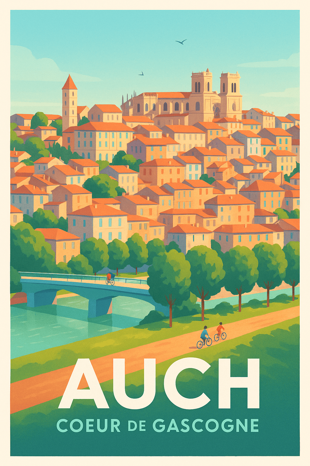 Gers France Pas de Cadre / 20 × 30cm Affiche de Auch - Cœur battant de la Gascogne