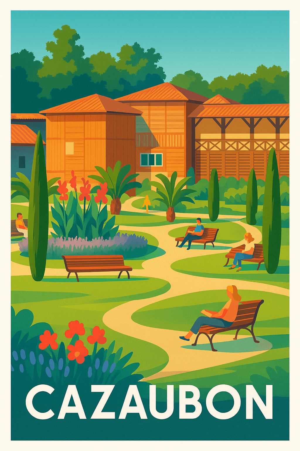 Gers France Pas de Cadre / 20 × 30cm Affiche de Cazaubon - Évasion et sérénité au cœur de la nature