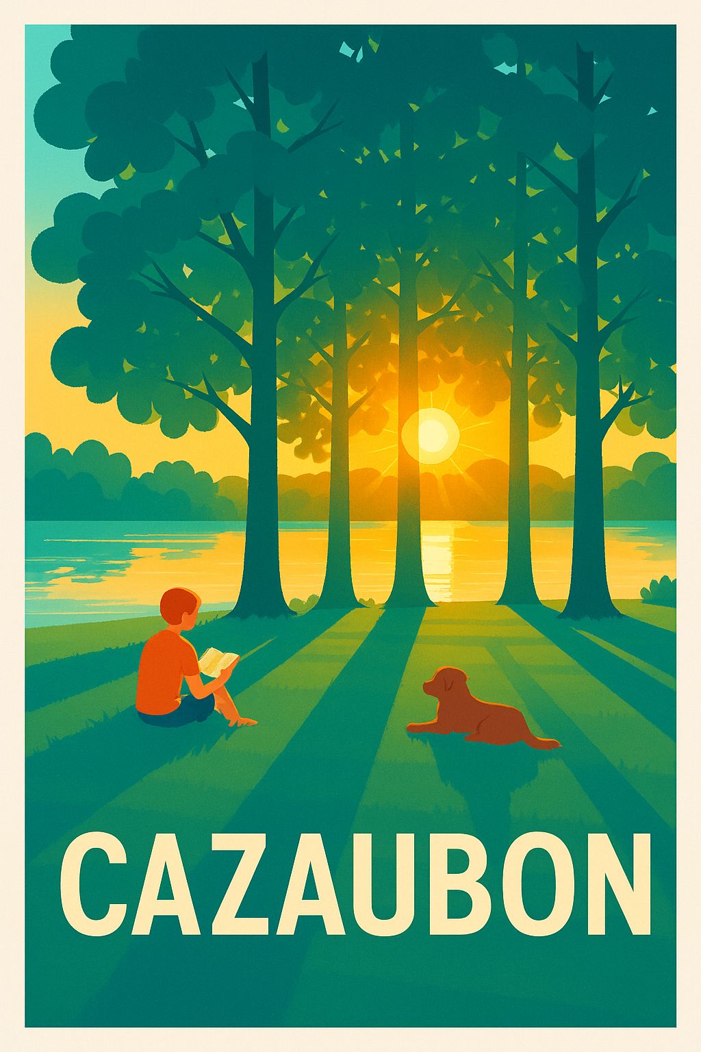 Affiche Cazaubon — Sérénité au coucher du soleil · poster d'art de Cazaubon