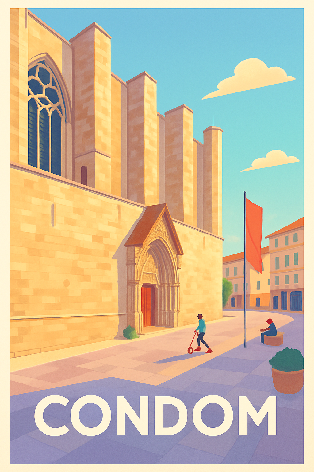 Gers France Pas de Cadre / 20 × 30cm Affiche de Condom - Charme historique et douceur de vivre